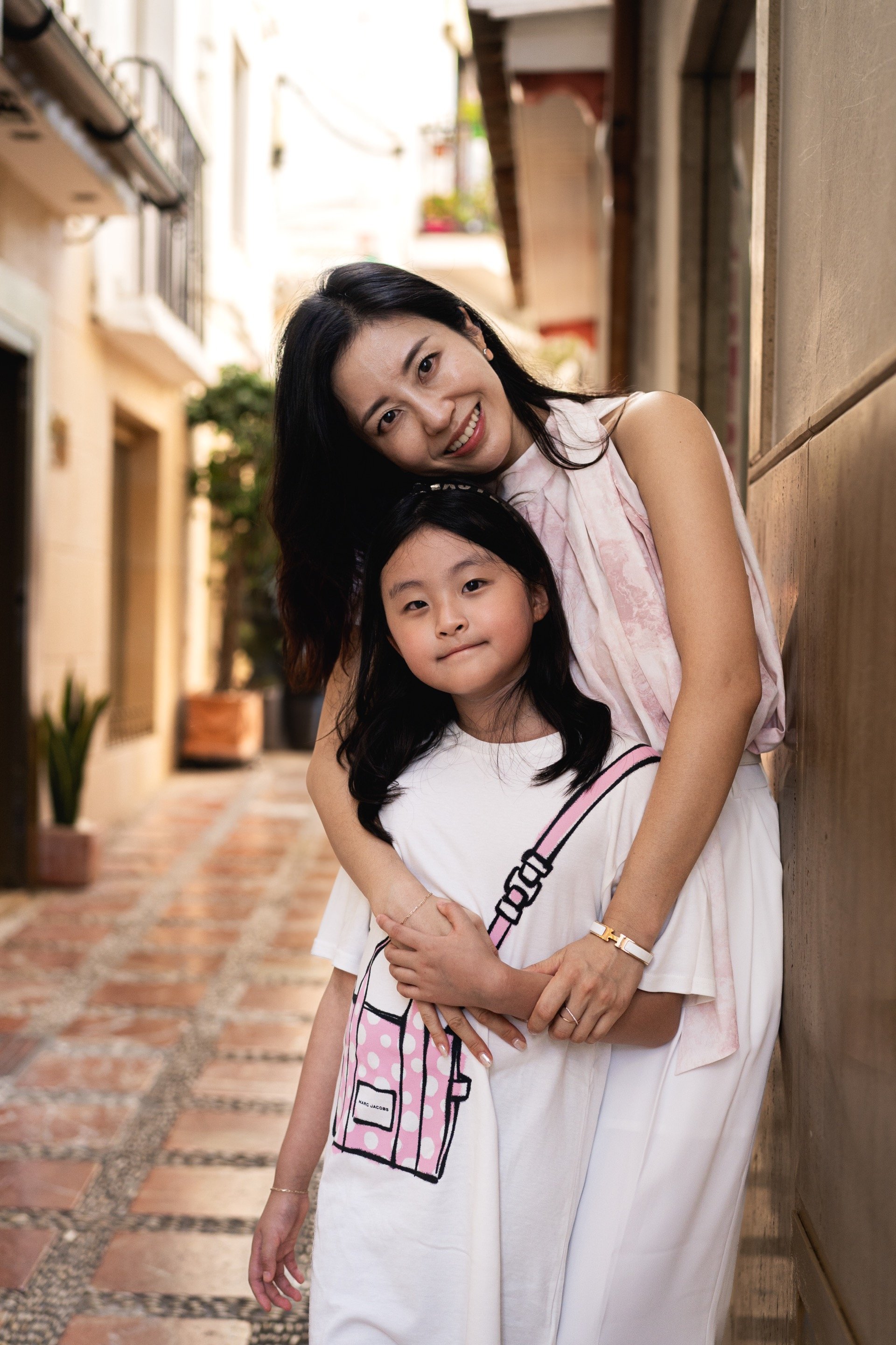 Family portrait with Spanish architecture