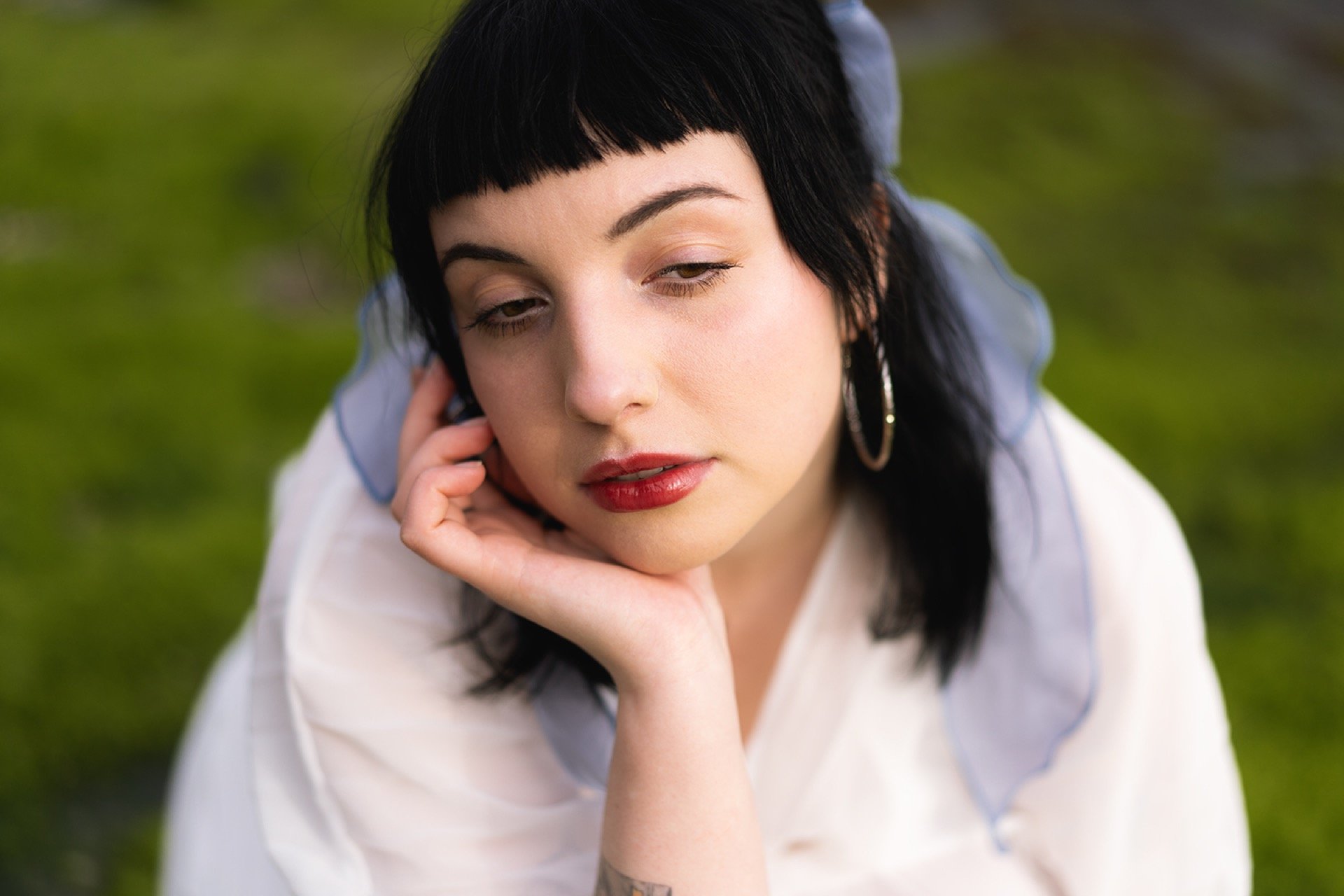 Creative motion blur portrait at beach