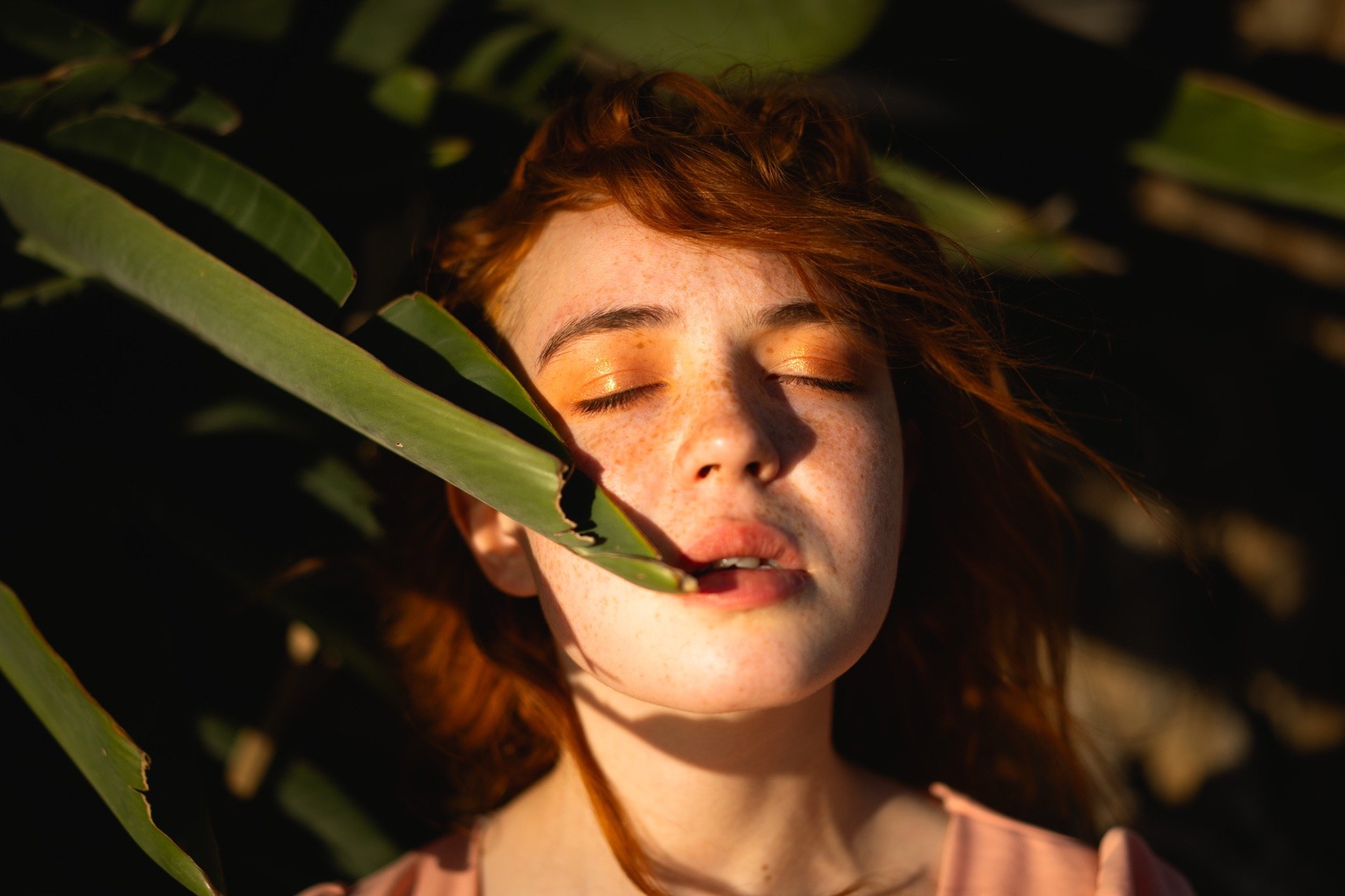 Dramatic backlit portrait at dusk