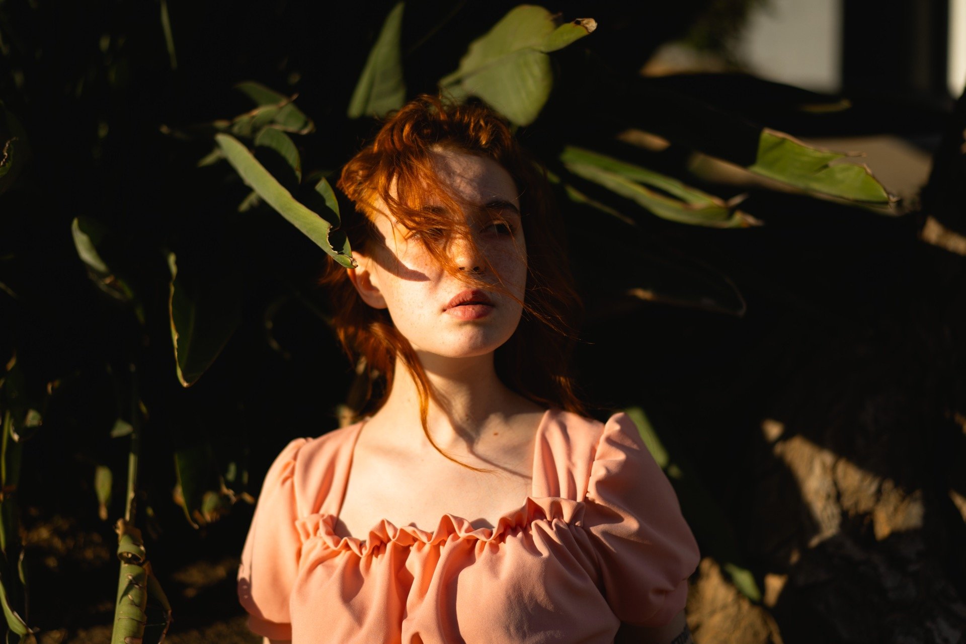 Artistic portrait in Spanish courtyard